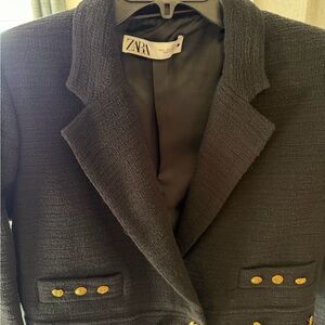 Zara Black Blazer with Gold Buttons